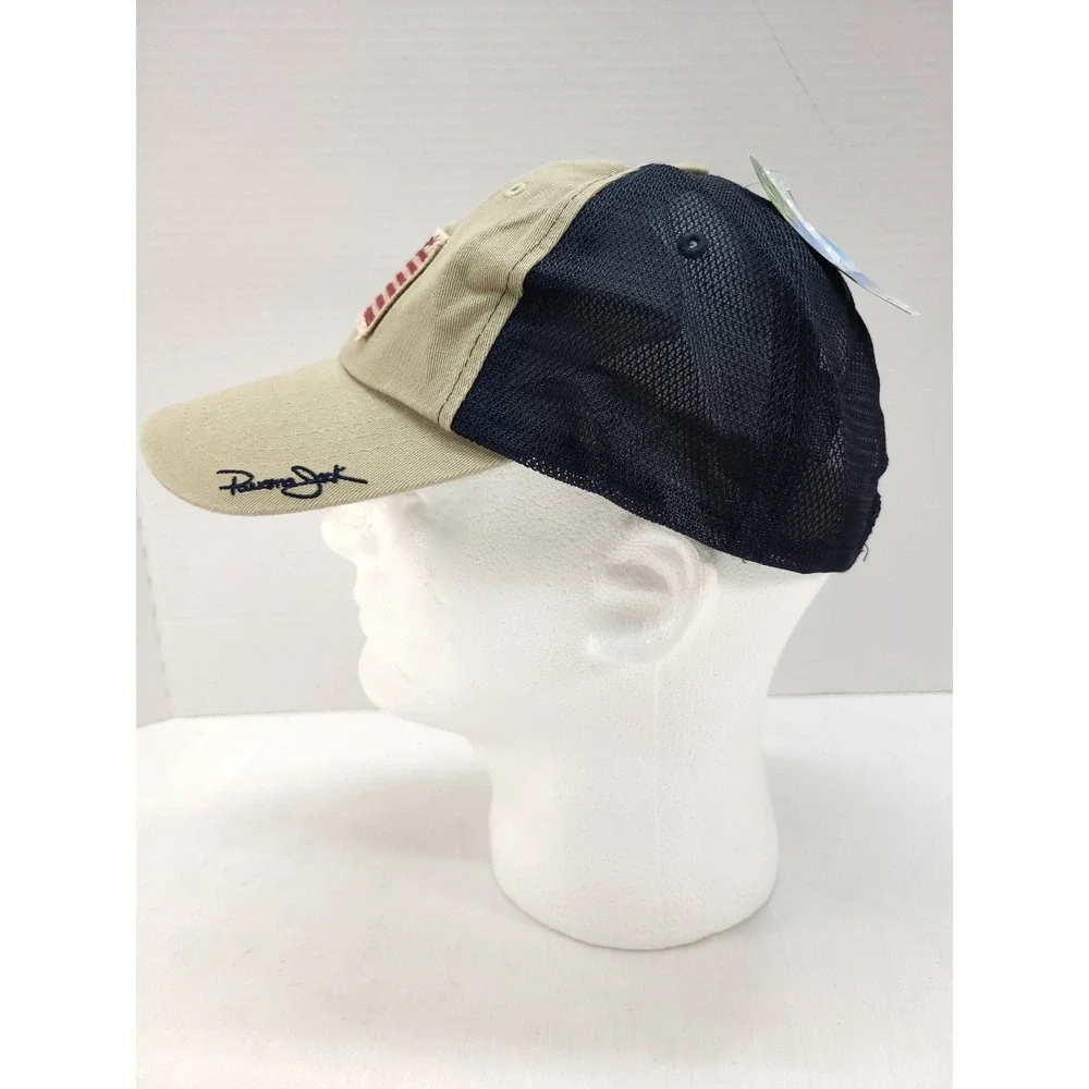 Panama Jack Slideback Baseball Cap U.S. Flag Beige Blue Mesh OS Embroidered